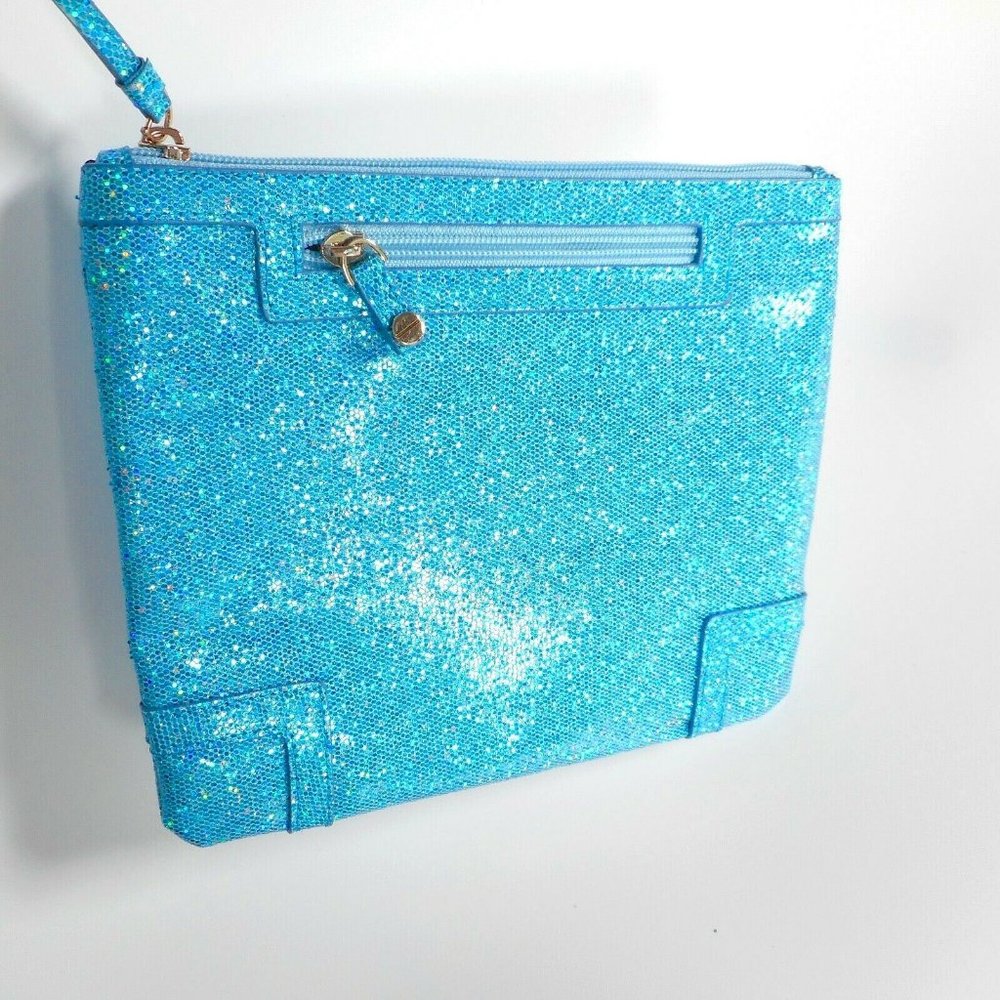 Ava Rose Turquoise Sparkle Shimmer Evening Clutch Wristlet NEW